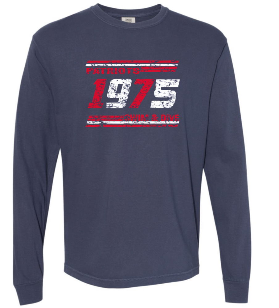 PATRIOTS' Garment Dyed Long Sleeve T-Shirt (Distressed Design)