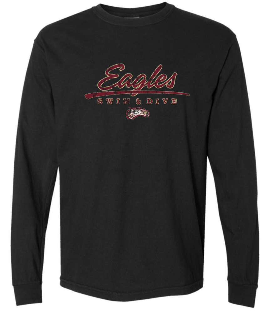 EAGLES Garment Dyed Long Sleeve T-Shirt (Design 2 DISTRESSED)