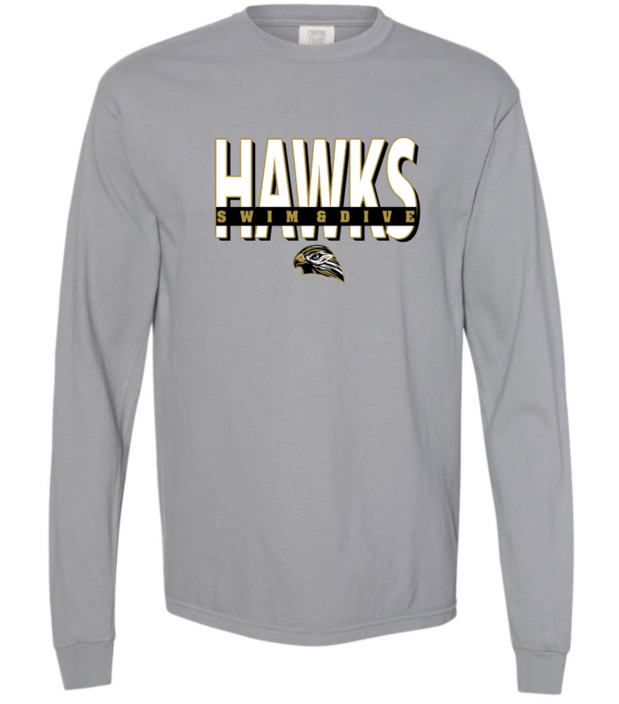 HAWKS Garment Dyed Long Sleeve T-Shirt (Design 1)