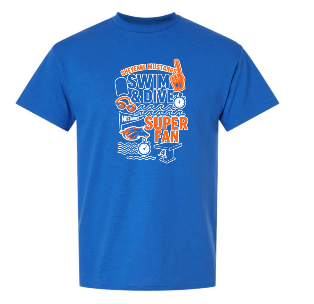 MUSTANGS Cotton/Poly Short Sleeve SUPER FAN TEE (DESIGN 1)