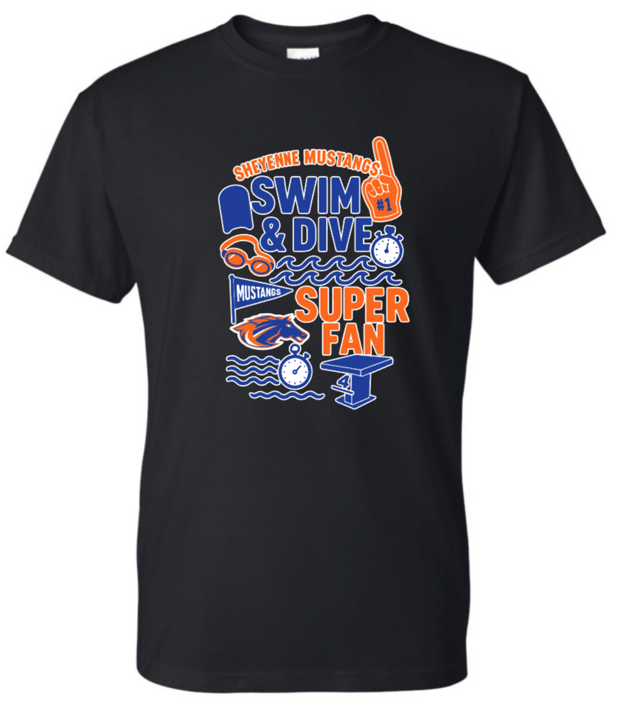 MUSTANGS Cotton/Poly Short Sleeve SUPER FAN TEE (DESIGN 1)