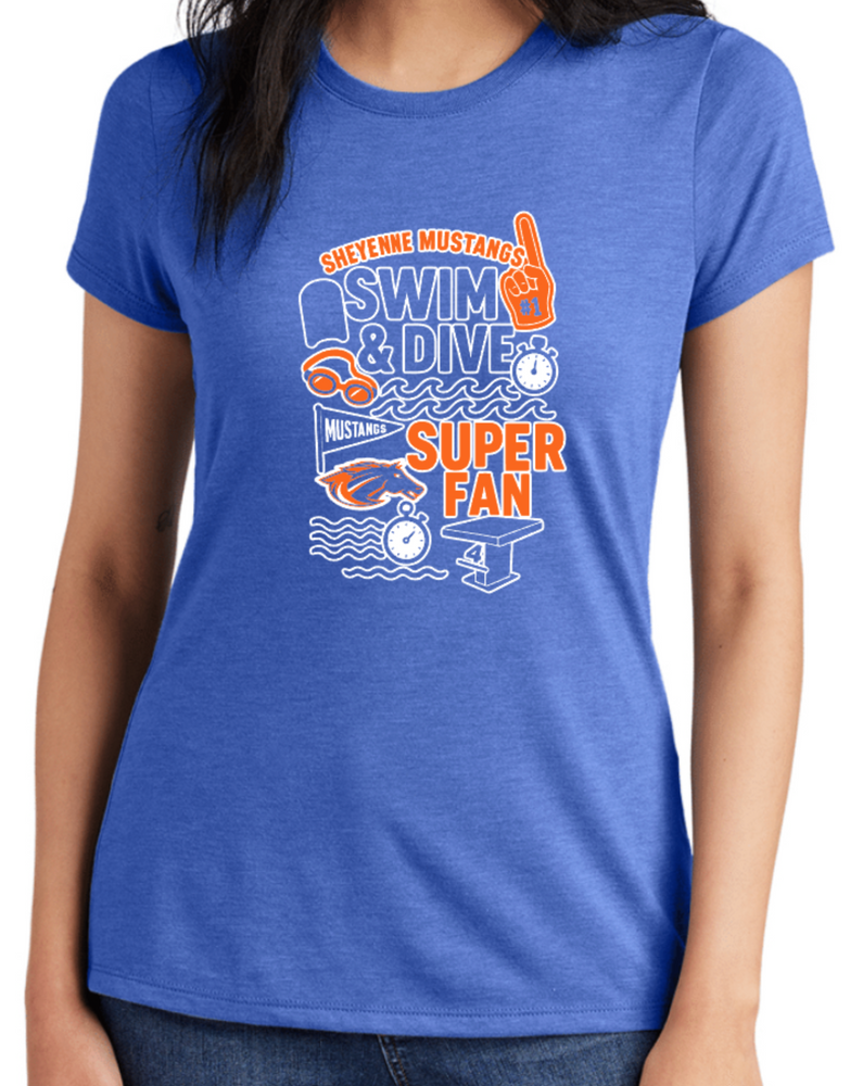 MUSTANGS LADIES' ONLY TriBlend Short Sleeve SUPER FAN TEE (DESIGN 1)