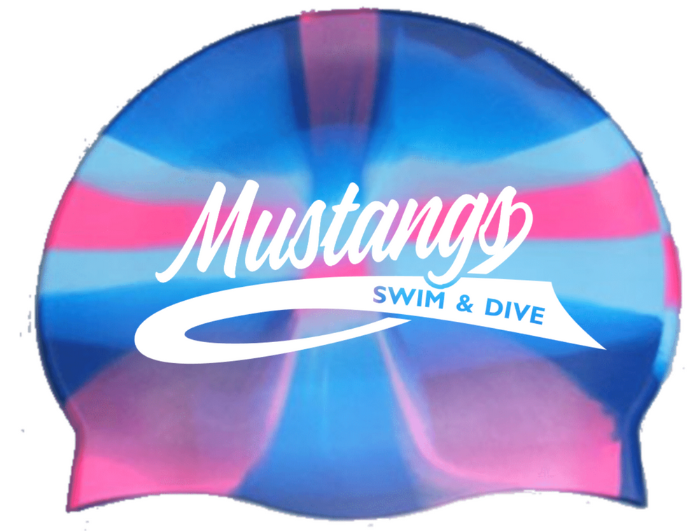 Mustangs PERSONALIZED Silicone Tie Dye Swim Caps