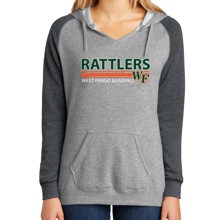 RATTLERS LADIES ONLY Lightweight Fleece Raglan Hoodie DESIGN 1