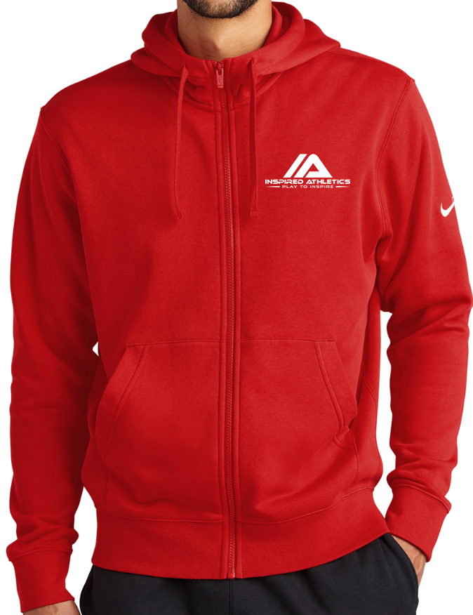 Red nike full zip hoodie on sale